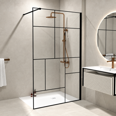 Paroi de douche fixe sérigraphié Noir FOX O'design