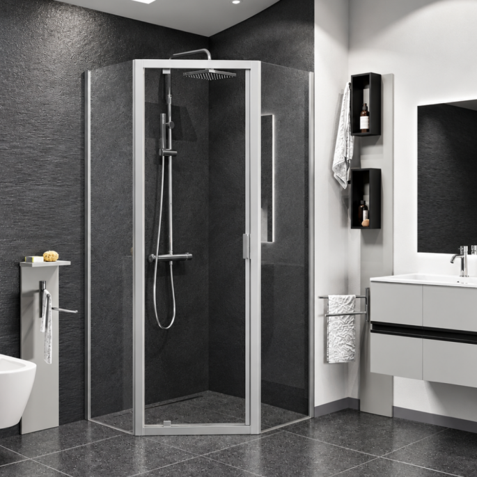 Porte de douche battante Lunes 2.0 Pentagono G 88.5-91.5 cm Novellini