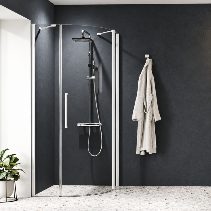 Porte de douche 1/4 de cercle à 3 panneaux Young R1 Novellini