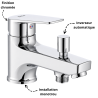 Mitigeur bain douche monotrou Polo Plus Chrome Roca