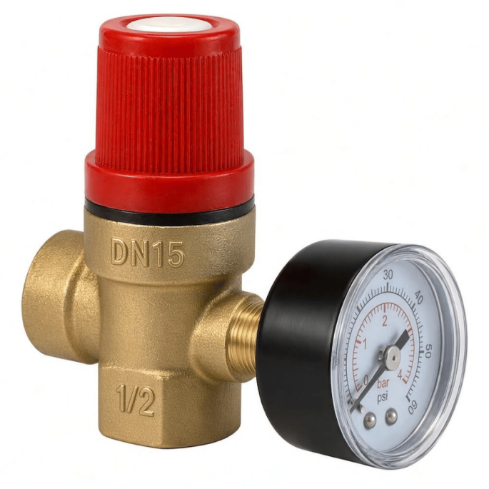 Soupape avec manomètre 3 bars DN 15 1/2" laiton Fluidheat