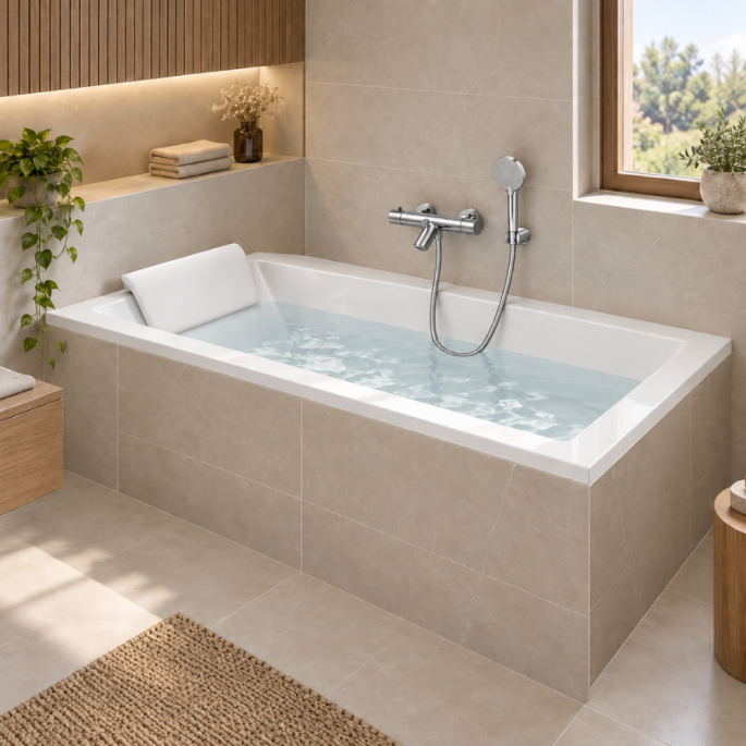 Pack baignoire CALOS Novellini + Robinetterie thermostatique - Chromé