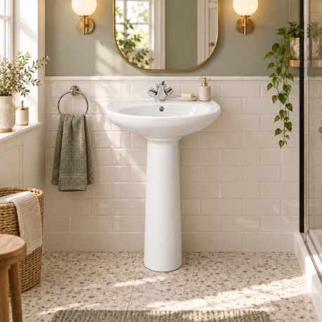 Pack lavabo + Colonne Aveiro - Blanc - Sanindusa