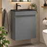 Pack meuble lave-mains + vasque + robinetterie - Gris et Noir