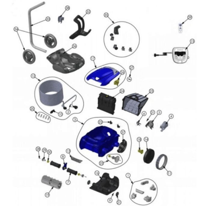 Pièces détachées Nettoyeurs éléctriques RV 5470 de chez Zodiac