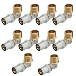 Lot de 10 raccords coudés 1/2 M16 multicouche à sertir RBM profil TH-H-U-B-F