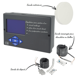 Kit régulation électronique + sonde extérieur + sonde chauffage pour groupe hydraulique