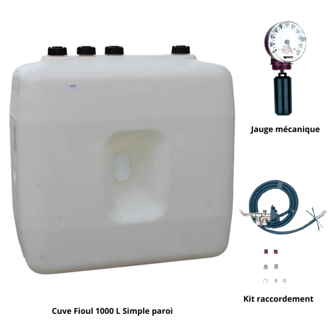 Pack Cuve fioul 1000 L + Kit aspiration Roth + Jauge