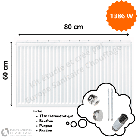 Radiateur Acier H.60 x L.80 cm Stelrad 1386W T22