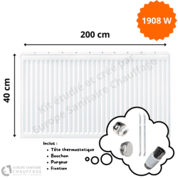 Radiateur Acier H.40 x L.200 cm Stelrad 1908W T21