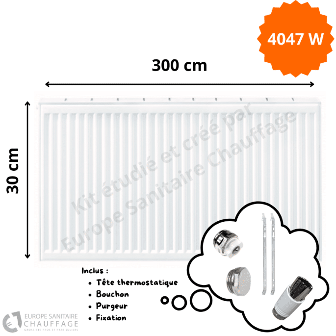 Radiateur Acier H.30 x L.300 cm Stelrad 4047W T33