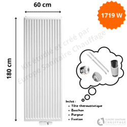 Radiateur Acier H.180 x L.60 cm Vertex Stelrad 1719W T20