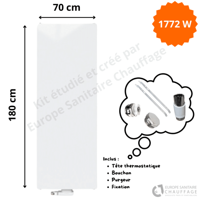 Radiateur Acier H.180 x L.70 cm Vertex Plan Stelrad 1772W T20