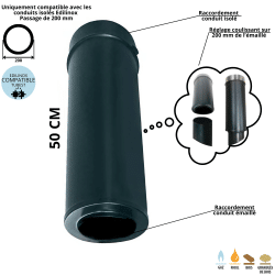 Elément de finition 50 cm pour conduit double paroi isolé Ediliso25 Edilinox