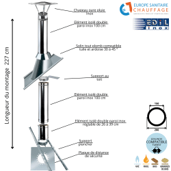 Kit conduit double paroi isolé sortie toiture Ediliso25 Edilinox