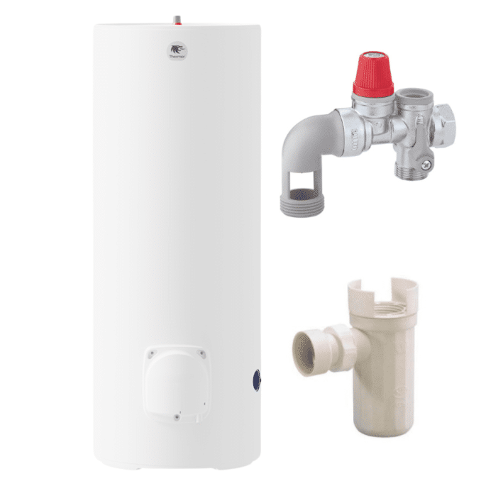 Pack Chauffe eau électrique Stéatis stable au sol 300 Litres THERMOR + Groupe de sécurité 3/4" + Siphon de groupe